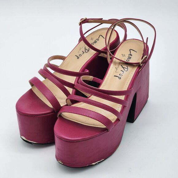 Lemon Drop by Privileged Fuchsia Tornado Platform Sandals Size 7.5 - Picture 3 of 16
